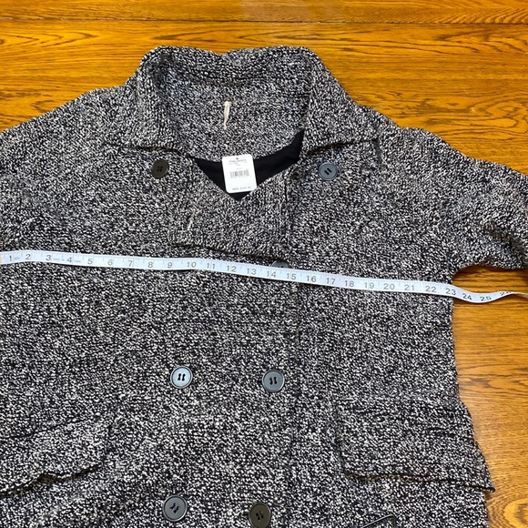 Free People Tweed Jacket Size M Oversized Cotton Wool Blend Black White NWT - Picture 5 of 13